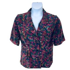 Retro Blouse Top Secretary Chic Handmade Vintage Princess Seam 80s Blouse sz S M